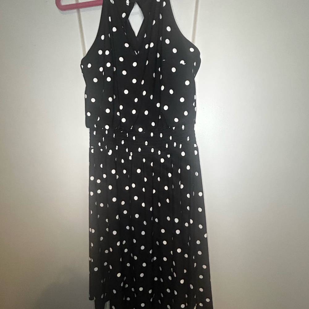 INC International Concepts Black and White Halter Sundress with elastic waist